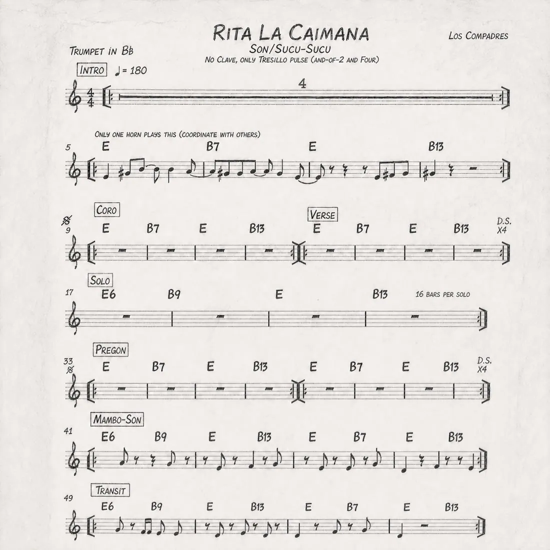 Trumpet chart for Rita La Caimana