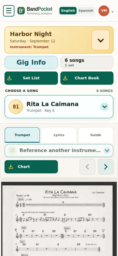 BandPocket Practice in English for a trumpet player